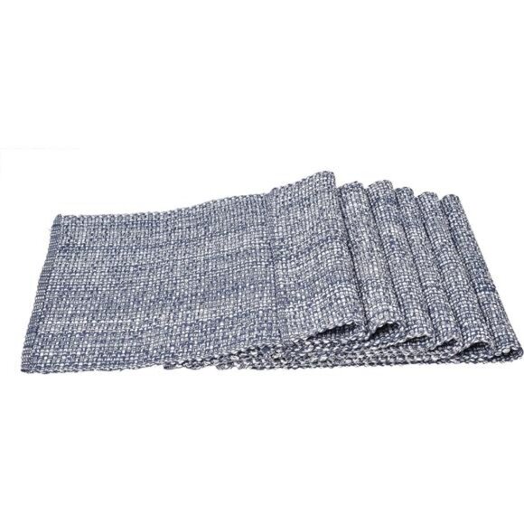 Cotton Placemats - Oversized Set of 6 Blue/White Two Tone Tablemats - Picture 4 of 8